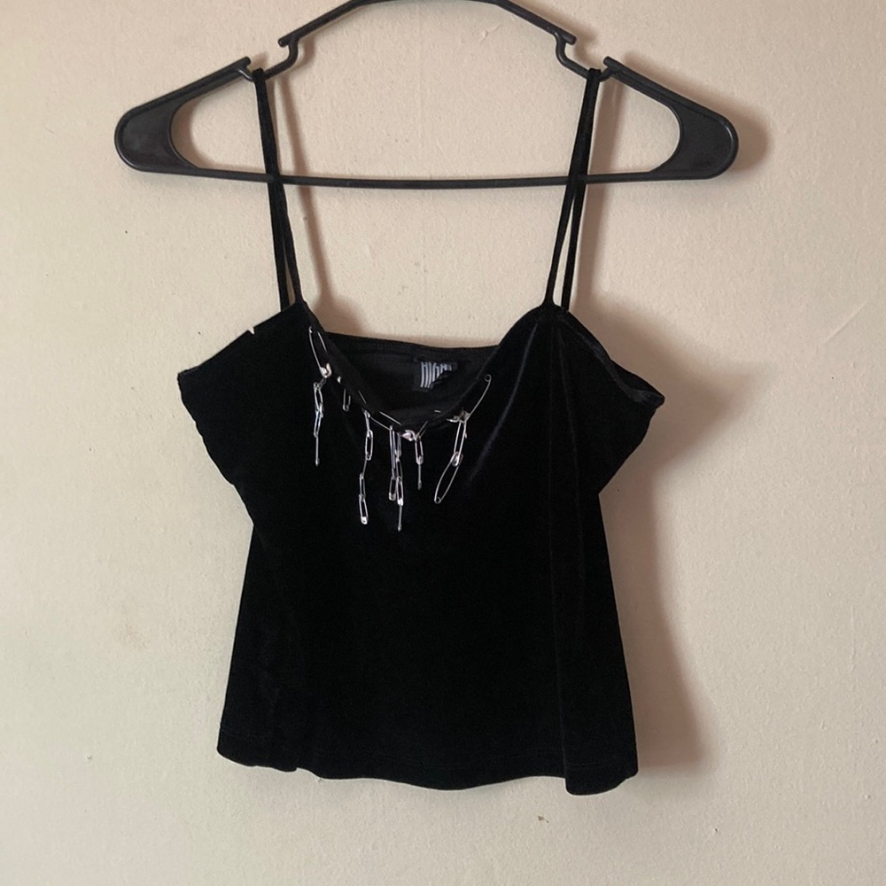 Vintage 1990s Safety pin velvet top